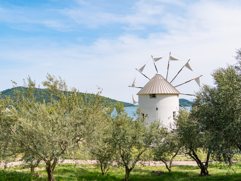Roadside station 'Olive park' on Shodoshima, Kagawa Prefecture, Japan. Shodoshima is considered the birthplace of olive cultivation in Japan.